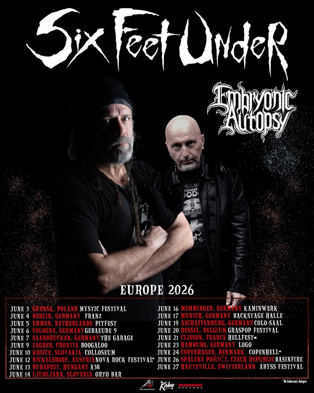 Six Feet Under Decades In The Grave Tour Poster 2026